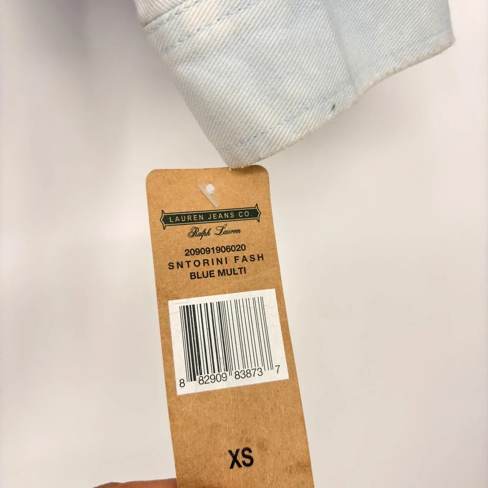 Lauren‎ Ralph Lauren Jacket Womens XS Blue Santorini Fash Tie Dye Denim Trucker - Picture 3 of 11